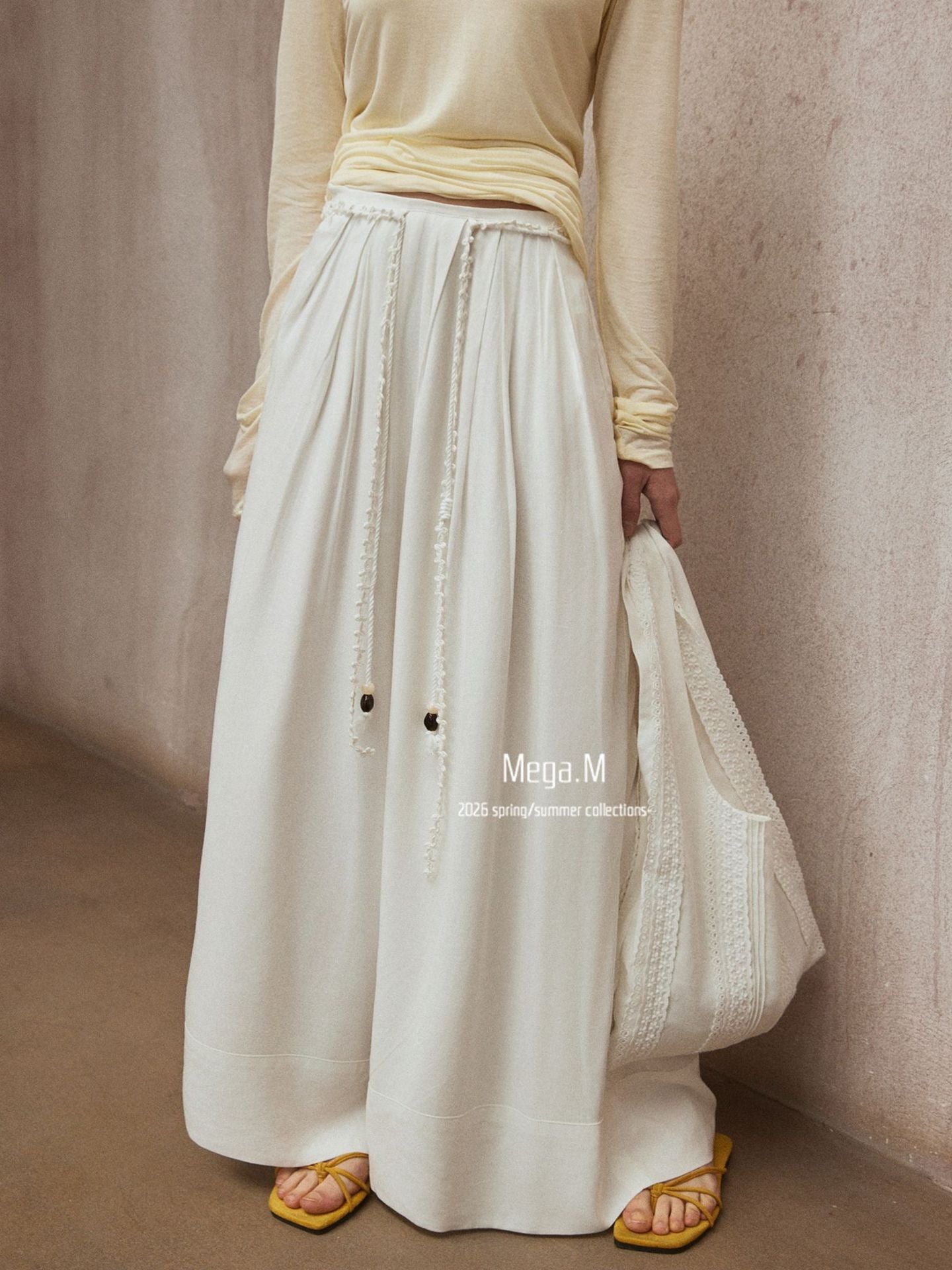 Mag dream, high waist lace-up wide-leg trousers women's clothing 2026 spring new Korean version of versatile straight loose pants