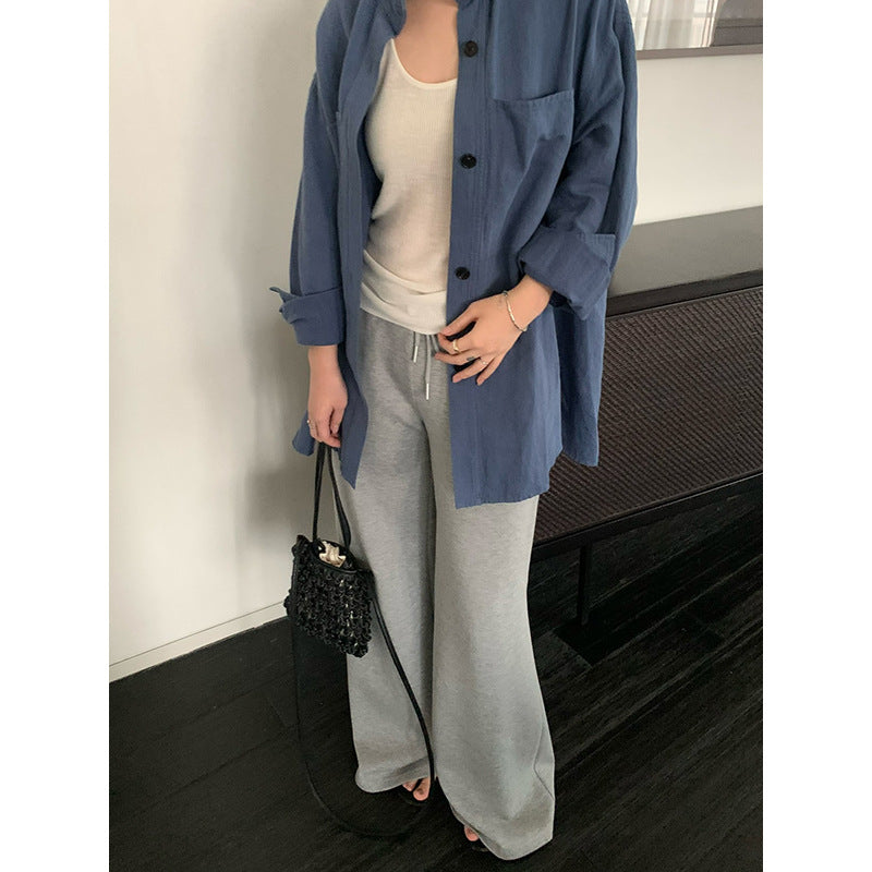 Drawstring Waist Tencel Pants R31151