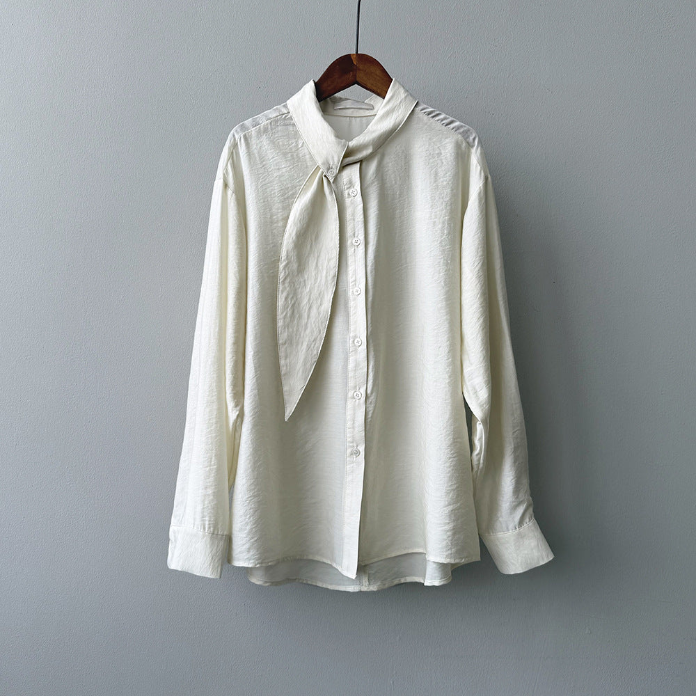 Scarf Collar Long Sleeve Shirt RH013020