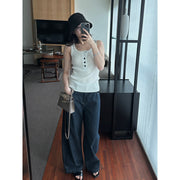 Button Half-placket Knit Vest R31119