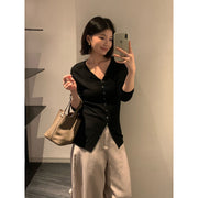 Merino Wool V-Neck Knit Cardigan R31164