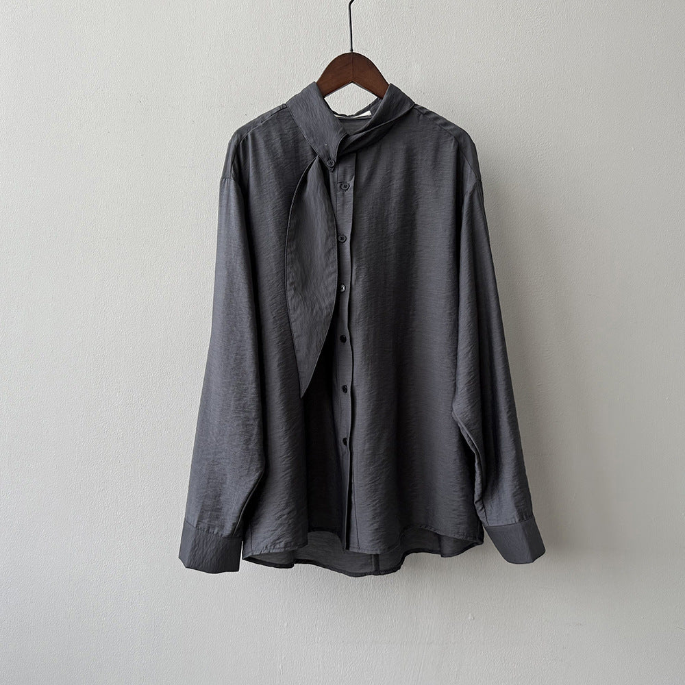 Scarf Collar Long Sleeve Shirt RH013020