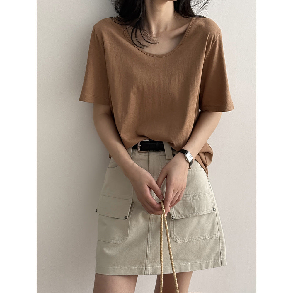 Loose Crew Neck Short Sleeve T-Shirt RH012954
