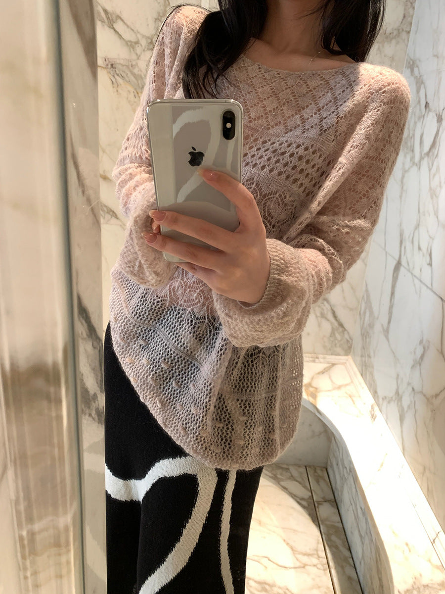 Hollow Crochet Knit Top R31152