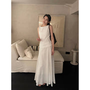 Linen Sleeveless Top & Pleated Skirt Set R31103