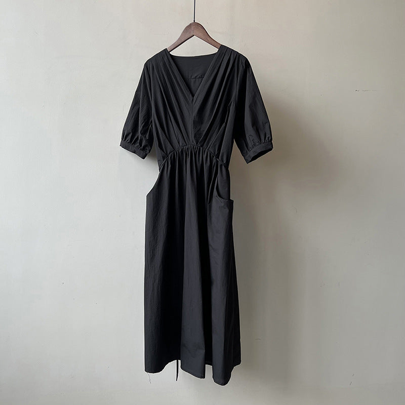 V-neck Pleated Dress RH013017