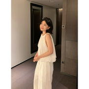 Bubble Pleated Top & Wide-leg Pants Set R31120