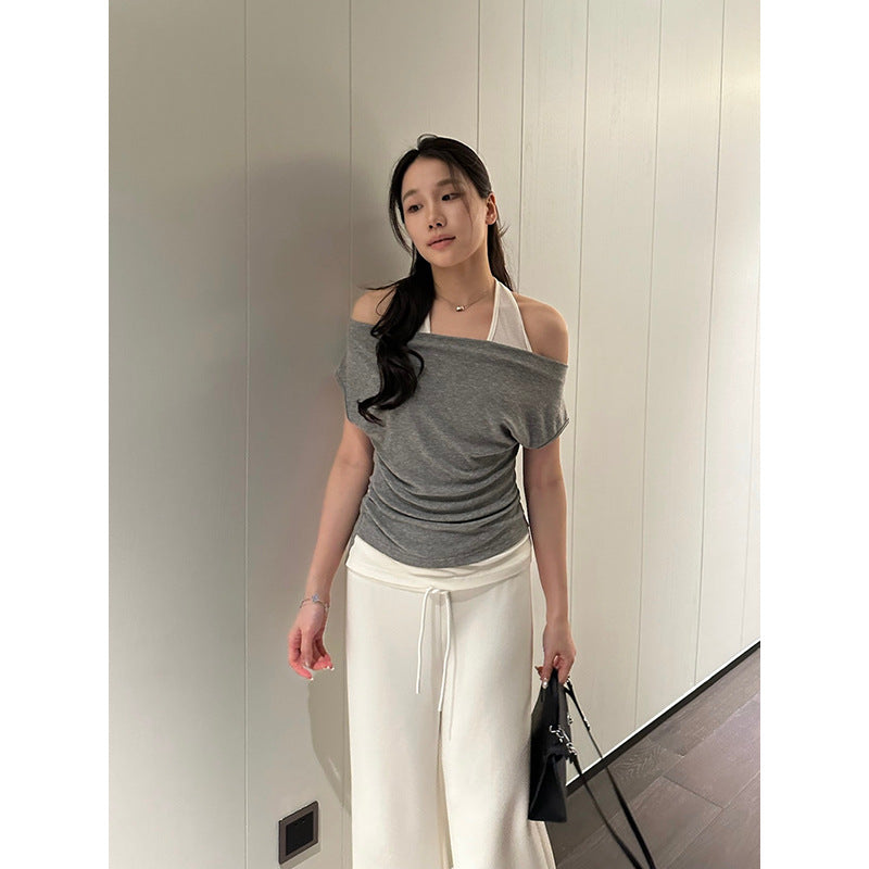 Halter Color Block T-shirt R31105
