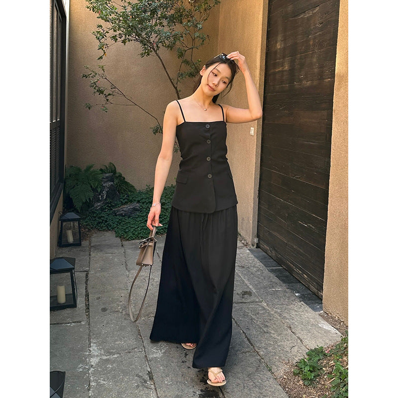 Button Camisole & A-line Skirt Set R31113