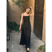 Button Camisole & A-line Skirt Set R31113