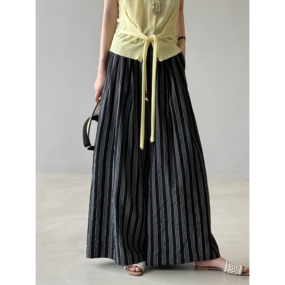 Vertical Striped Wide-leg Slacks RH013006