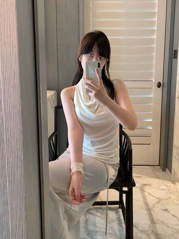 Draped Neck Tencel Tank Top R31139