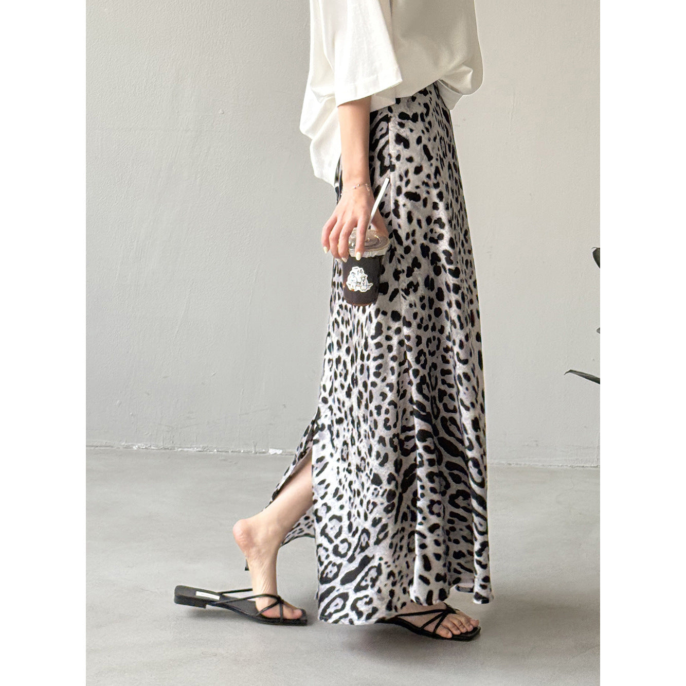 Leopard Print Split Skirt RH012952