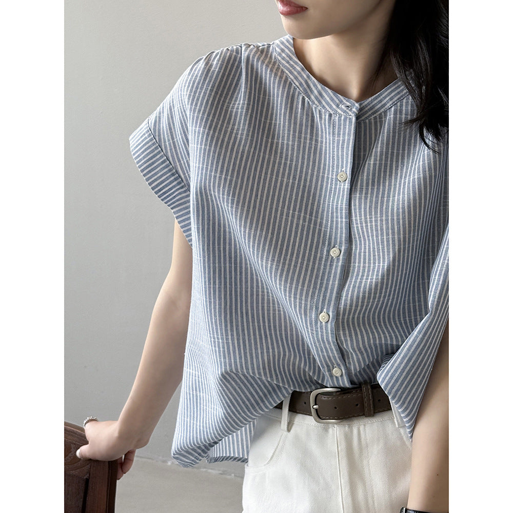 Striped Crew Neck Short Sleeve Shirt RH012963