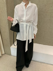 Belted Lapel Tencel Shirt R31163