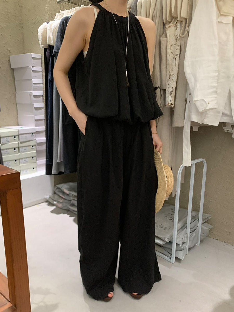 Bubble Pleated Top & Wide-leg Pants Set R31120