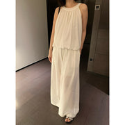 Bubble Pleated Top & Wide-leg Pants Set R31120