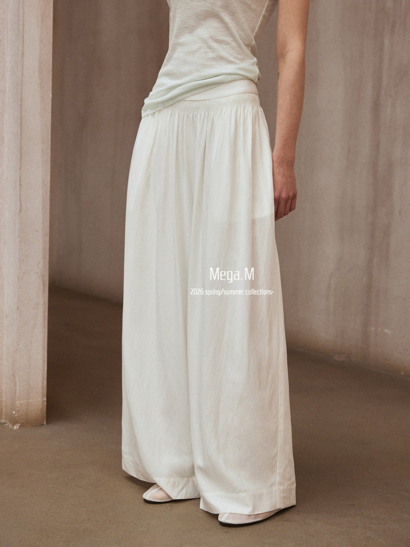 Mag dream, elastic waist casual wide-leg trousers women's 2026 spring new Korean simple loose straight pants