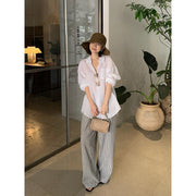 Ramie Lapel Long Sleeve Shirt R31153