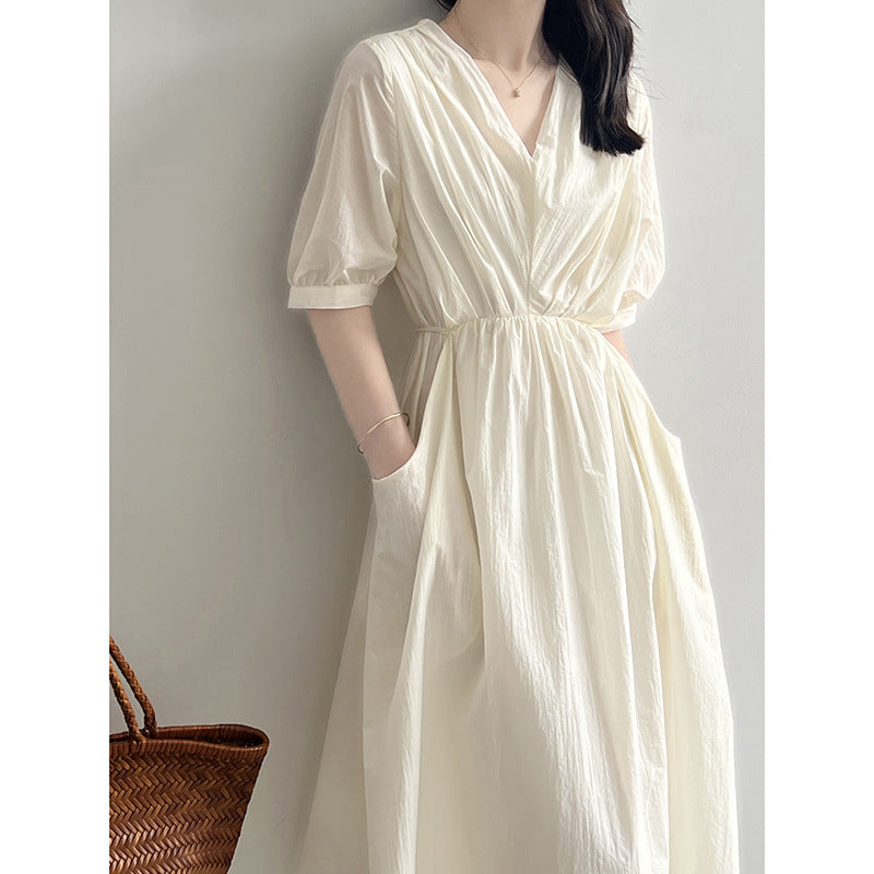 V-neck Pleated Dress RH013017