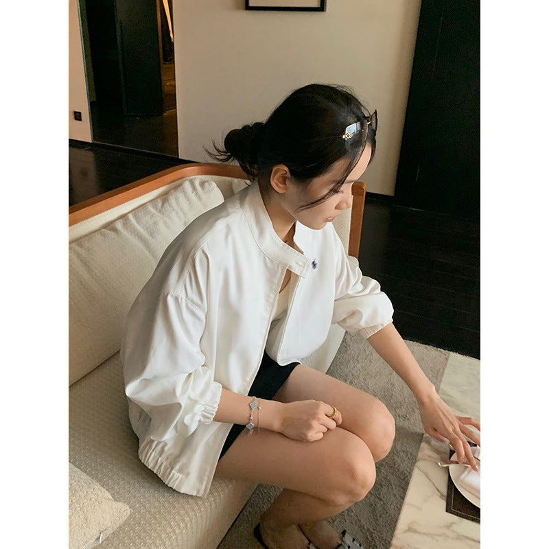 Embroidered Stand Collar Jacket R31138