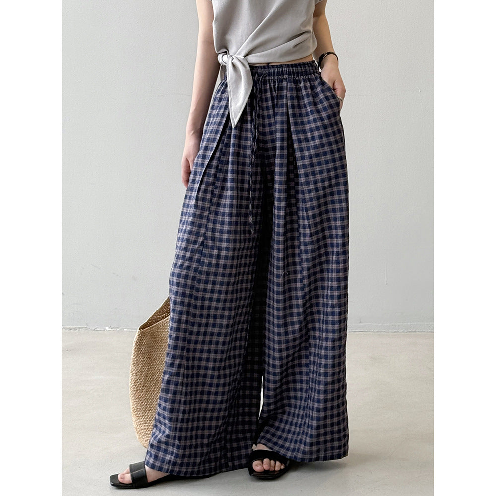 Vintage Plaid Wide-leg Pants RH013005
