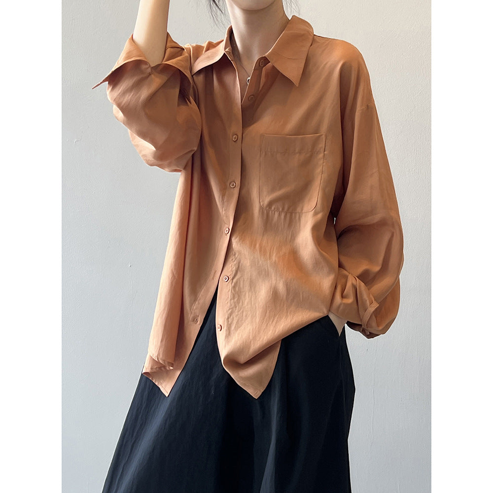 Tencel Shirt Long Sleeve Top RH012987