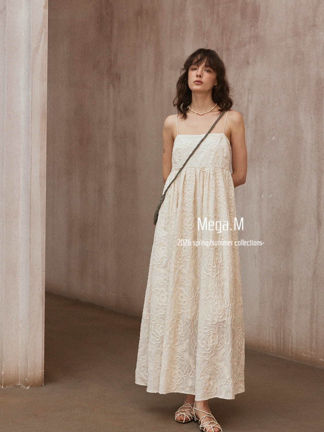 Mega. M French suspender chest wrap dress 2026 spring new long skirt Me26-05014