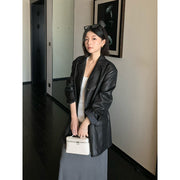 Matte PU Leather Blazer R31134