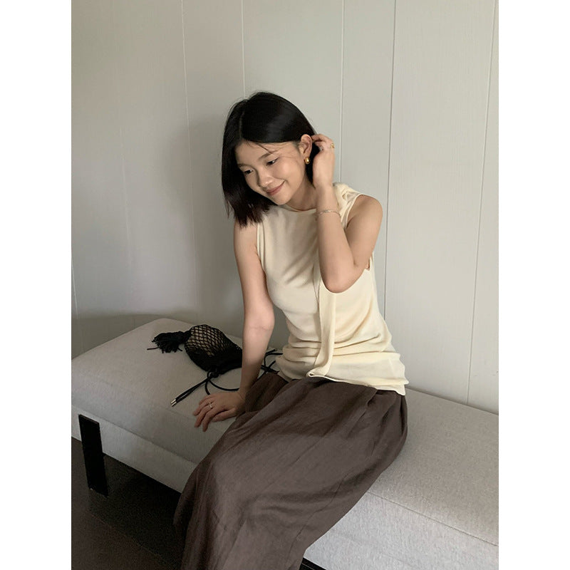 Side Tie Simple Tencel Knit Top R31161