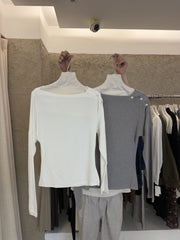 Asymmetric Button Long Sleeve Top R31149