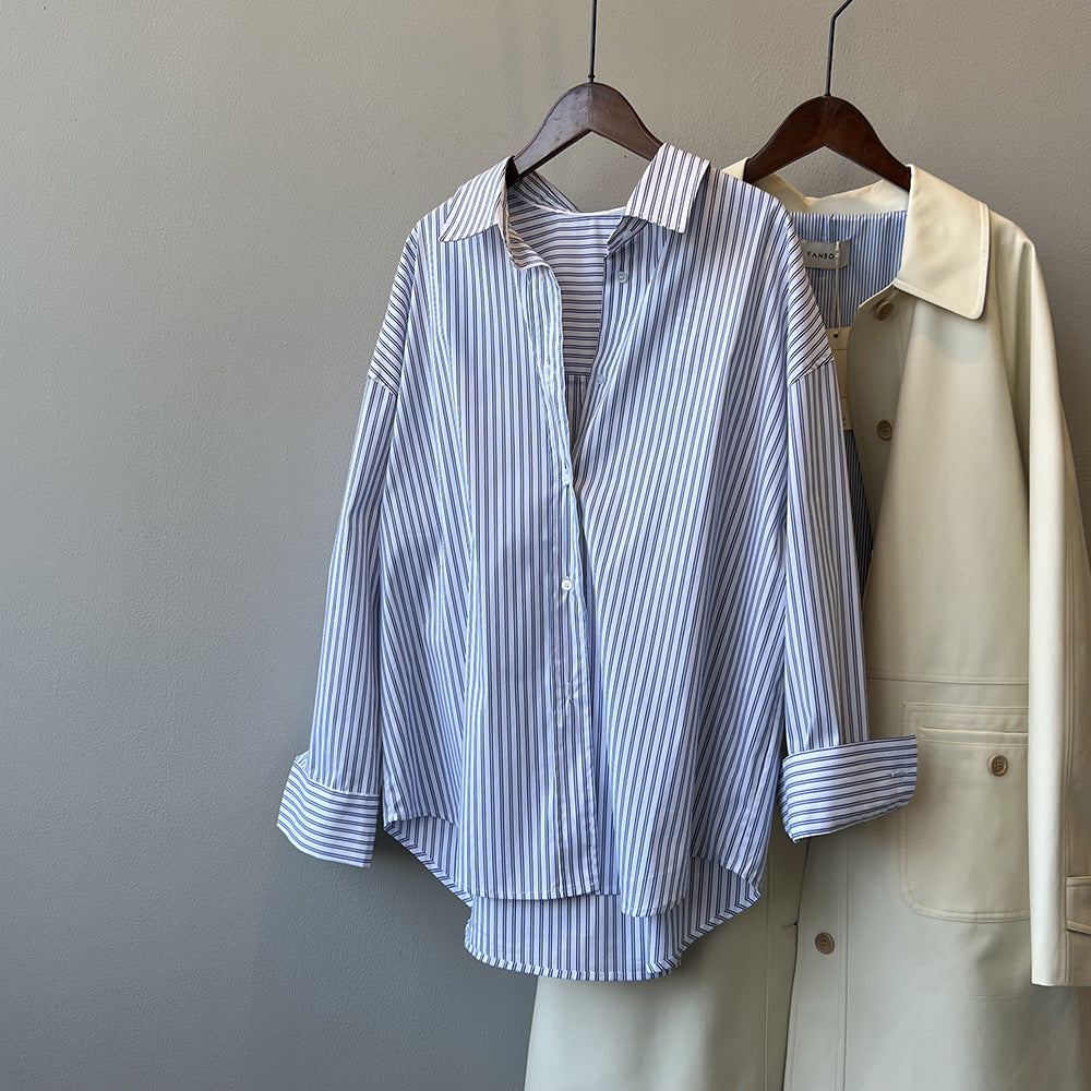 Vintage Striped Shirt Women RH012958