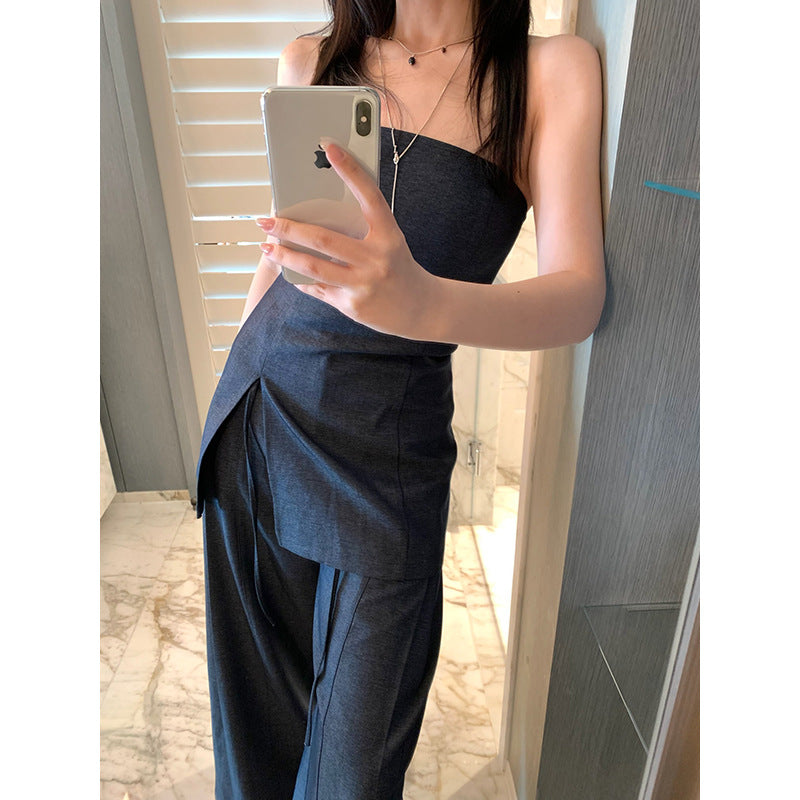 Smocked Camisole & Wide-leg Pants Set R31115