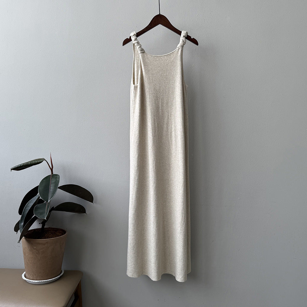 U-neck Knitted Suspender Skirt RH013000