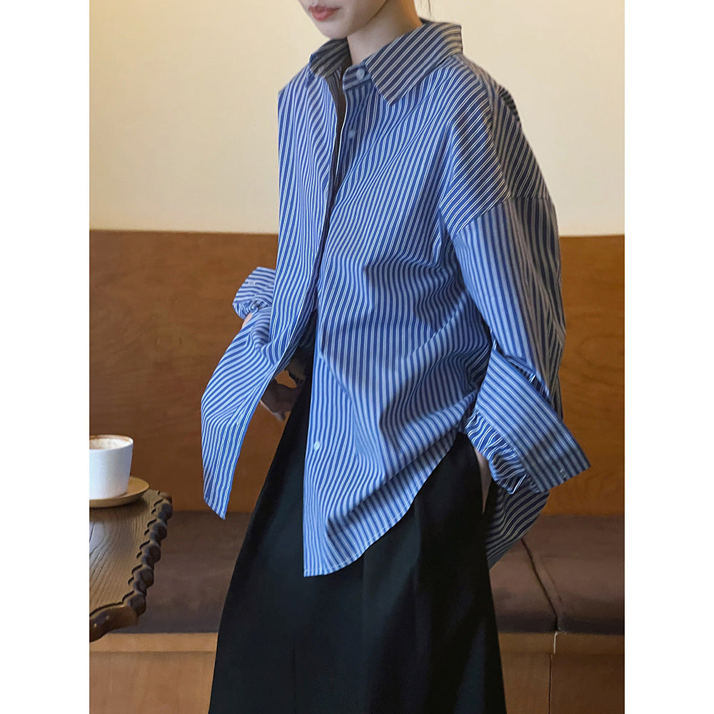 Vintage Striped Shirt Women RH012958