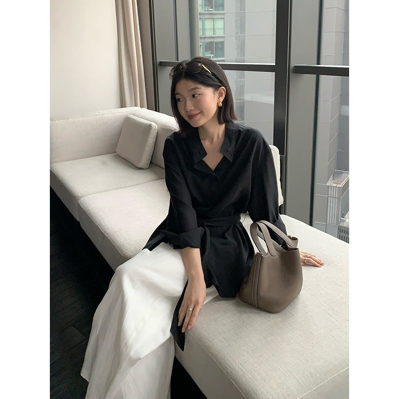 Belted Lapel Tencel Shirt R31163