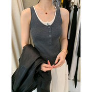 Color Block Fake Two-Piece Knit Vest R31176