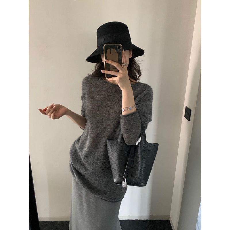 Mohair Round Neck Knit Top R31178