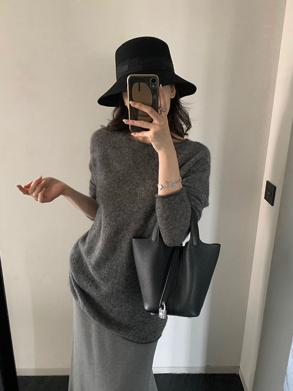 Mohair Round Neck Knit Top R31178