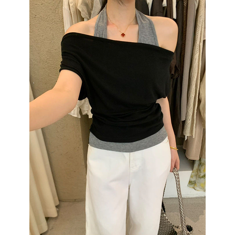 Halter Color Block T-shirt R31105