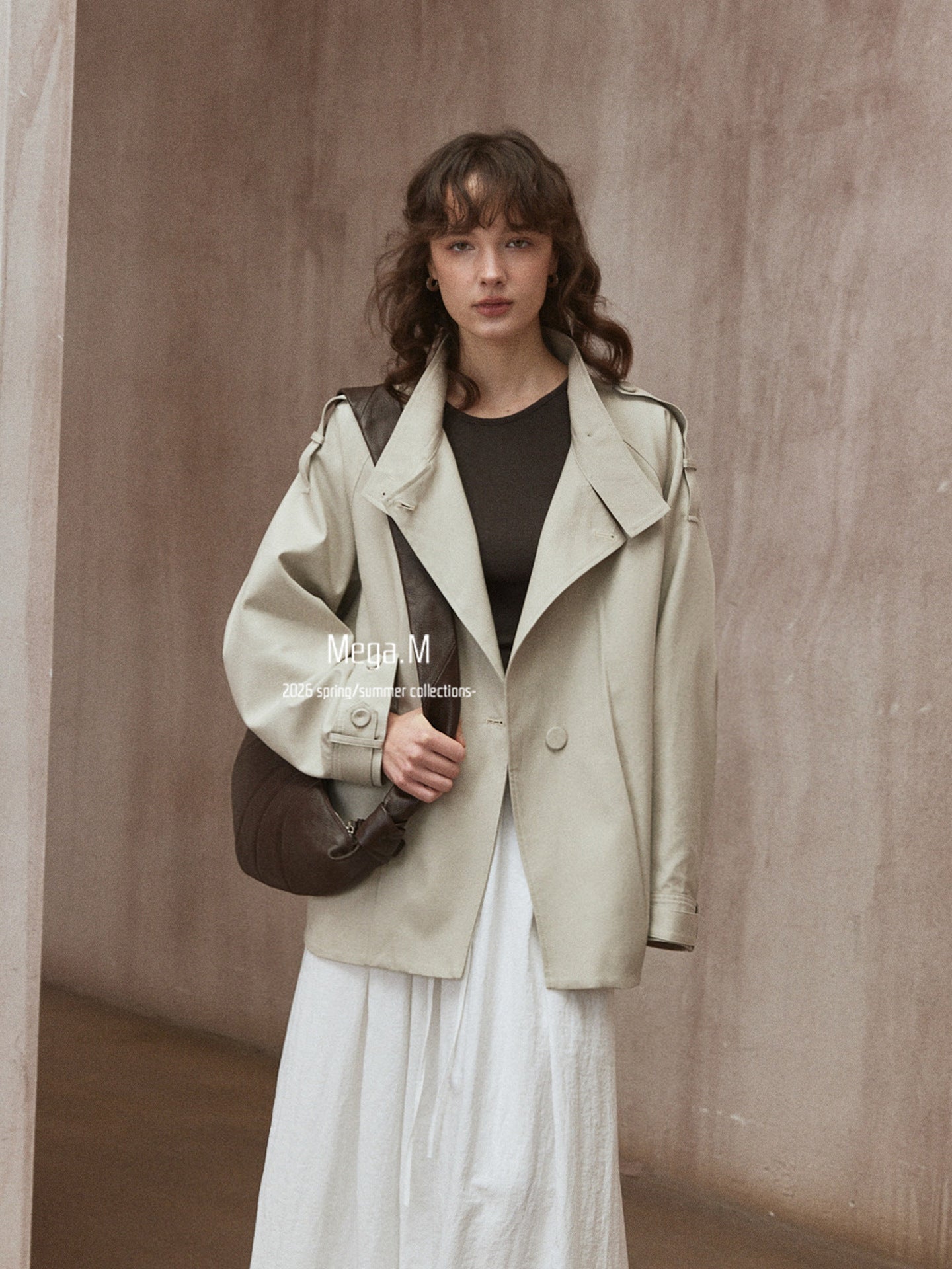 Mag dream, stand-up collar silhouette jacket women's clothing 2026 spring new Korean version versatile French retro long-sleeved jacket