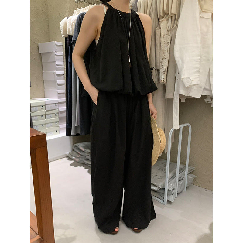 Bubble Pleated Top & Wide-leg Pants Set R31120