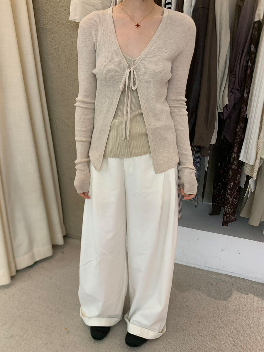 Tencel Wool Tie Knit Cardigan R31171