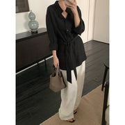 Belted Lapel Tencel Shirt R31163