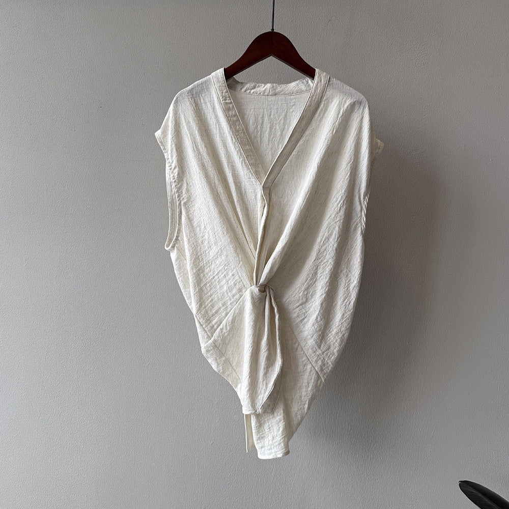 V-neck Knot Vest Shirt RH012968