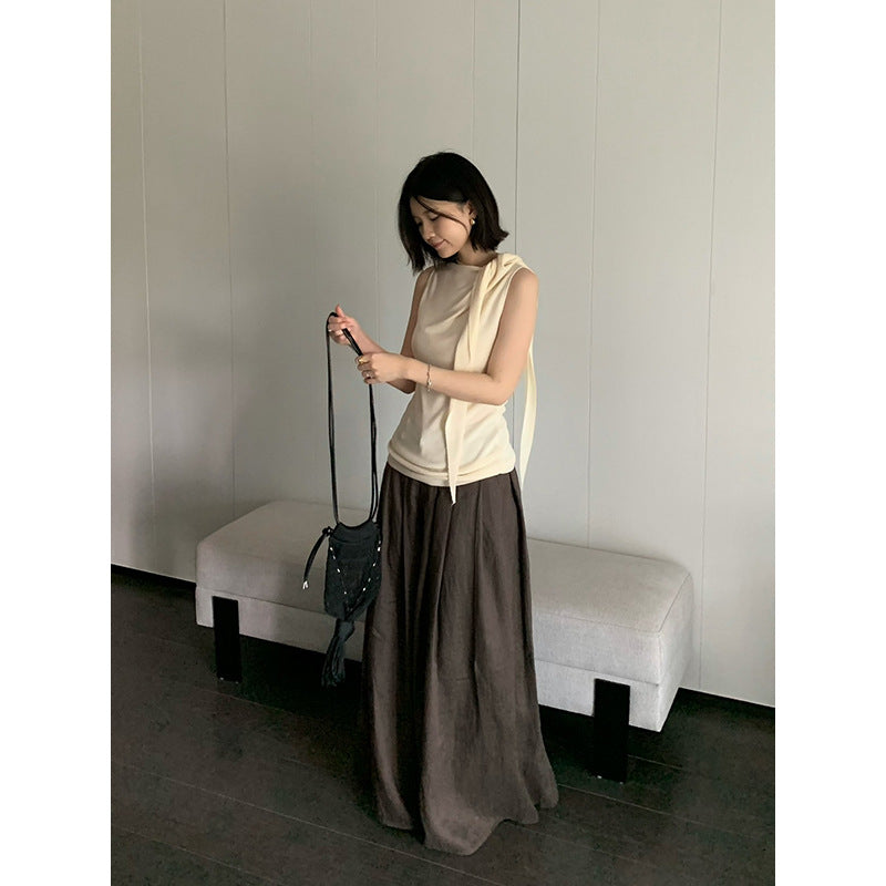Linen Pleated Wide-Leg Pants R31146