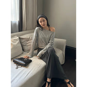 Asymmetrical Long Sleeve Top & Slip Dress Set R31181