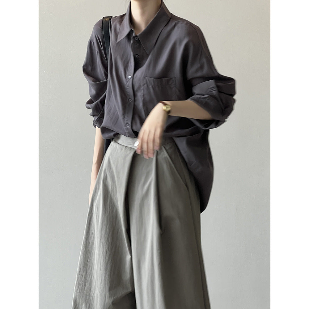 Tencel Shirt Long Sleeve Top RH012987