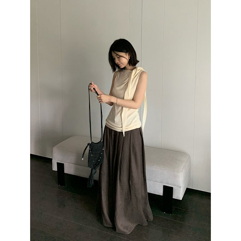 Side Tie Simple Tencel Knit Top R31161