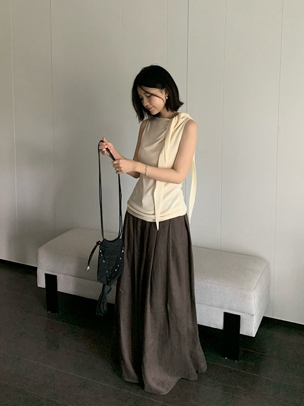 Side Tie Simple Tencel Knit Top R31161